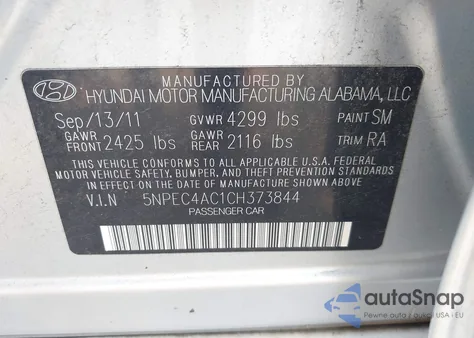 2012 Hyundai Sonata Limited z USA, uszkodzony, nr VIN 5NPEC4AC1CH373844